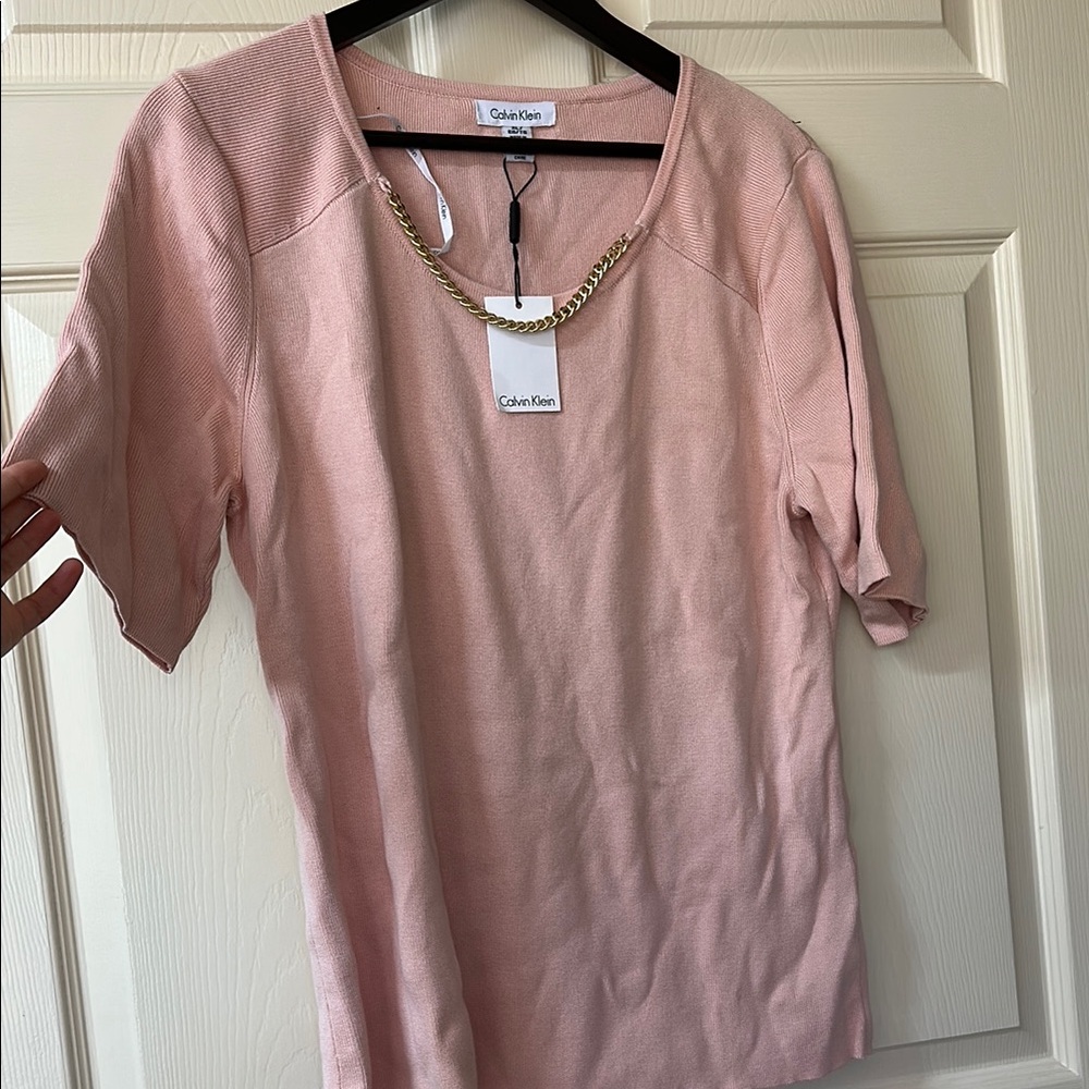 Calvin Klein Blush Pink Sweater with Chain Detail